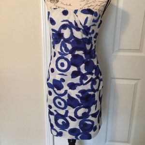 The Limited 10 Strapless Blue White Dress Fall